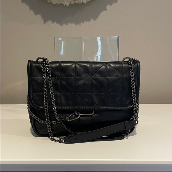 Zara Black Quilted Chain Shoulder Bag - Picture 1 of 16